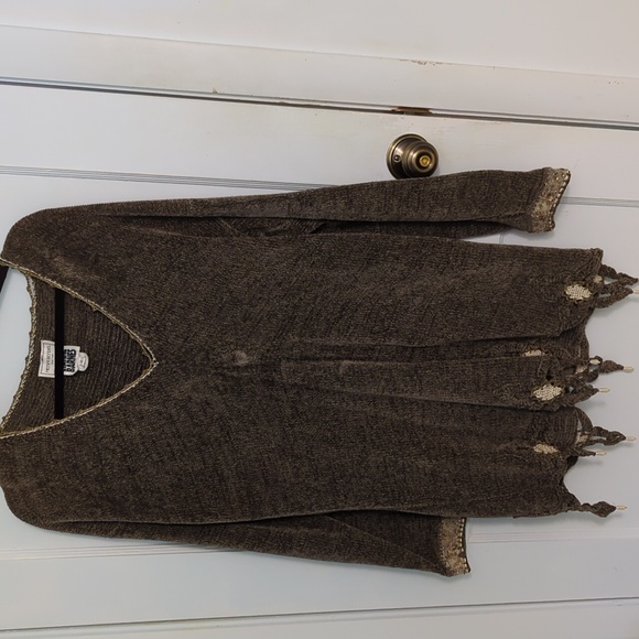 Henri Bendel Lianne Barnes Sz 2 Brown Sweater Accented with Pearls and Sequins - Picture 1 of 8